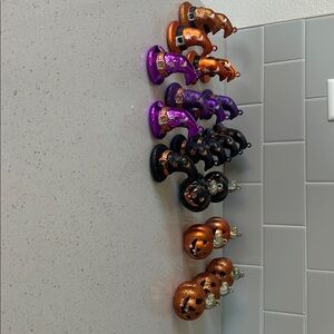 Halloween Witch Hat and Pumpkin Ornaments